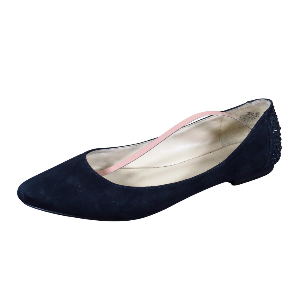 Nine West Smileatme Women Ballet Flat Size 9 Evening Dress Navy Blue Rhinestone